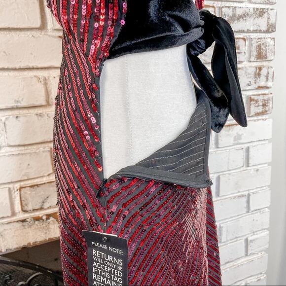 RIXO x Laura Jackson Daisy Velvet Trimmed Sequin Crepe Midi Maxi Dress S - Picture 12 of 14
